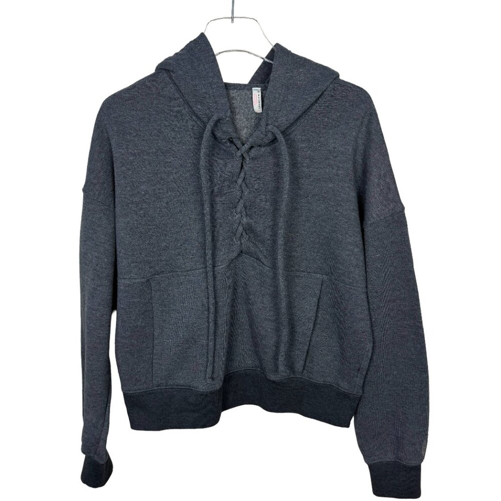 Free People Movement Lace Up Hoodie Sweatshirt Women's Small Gray